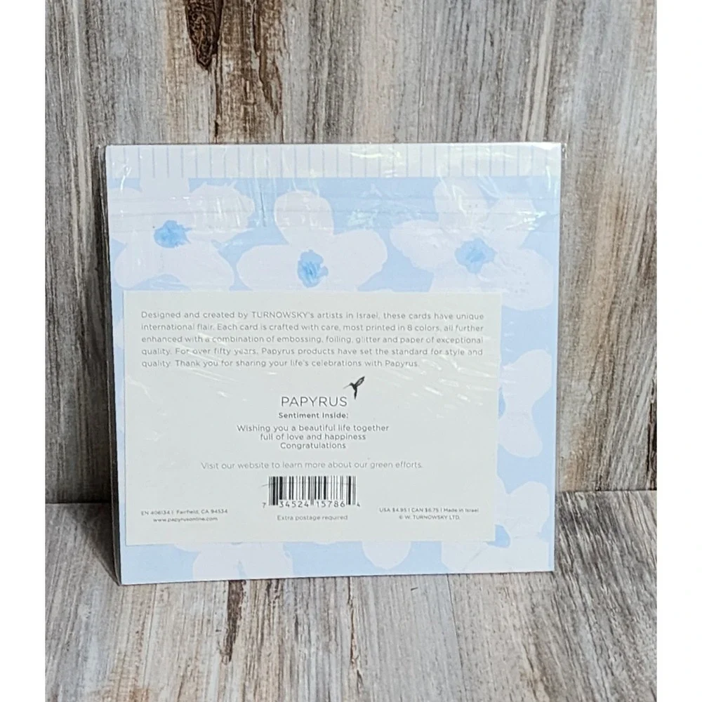 Papyrus RARE Turnowsky Beaded Flowers Foiled Silver Trim Happy Engagement Card